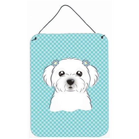 Carolines Treasures Checkerboard Blue Maltese Wall and Door Hanging Prints BB1146DS1216